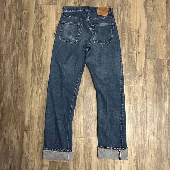Vintage 80s Levi's Selvedge 501 Redline Red Tab Denim Jeans Size 28x33 - Picture 1 of 8